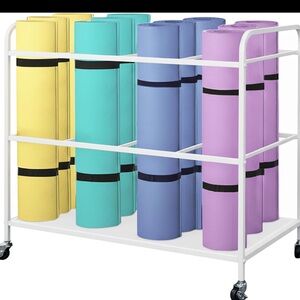 Yoga Mat Rack Storage Basket with wheels